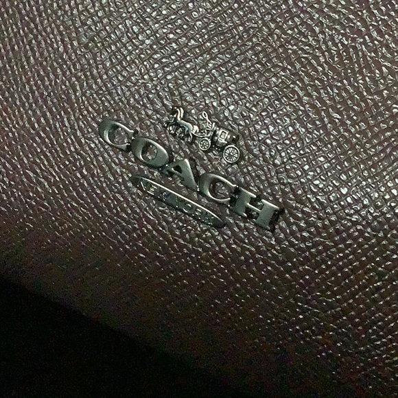 Coach burgundy & black zebra print reversible leather tote purse - Picture 5 of 10